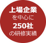 上場企業を中心に、
250社
の研修実績