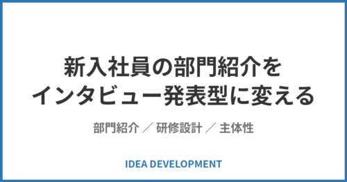 部門紹介の研修設計｜インタビュー発表型に変える3日間プログラム