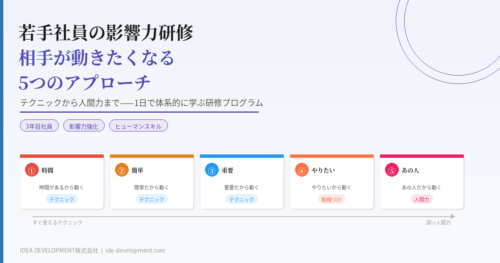 若手社員の影響力研修|相手が動きたくなる5つのアプローチと設計のコツ