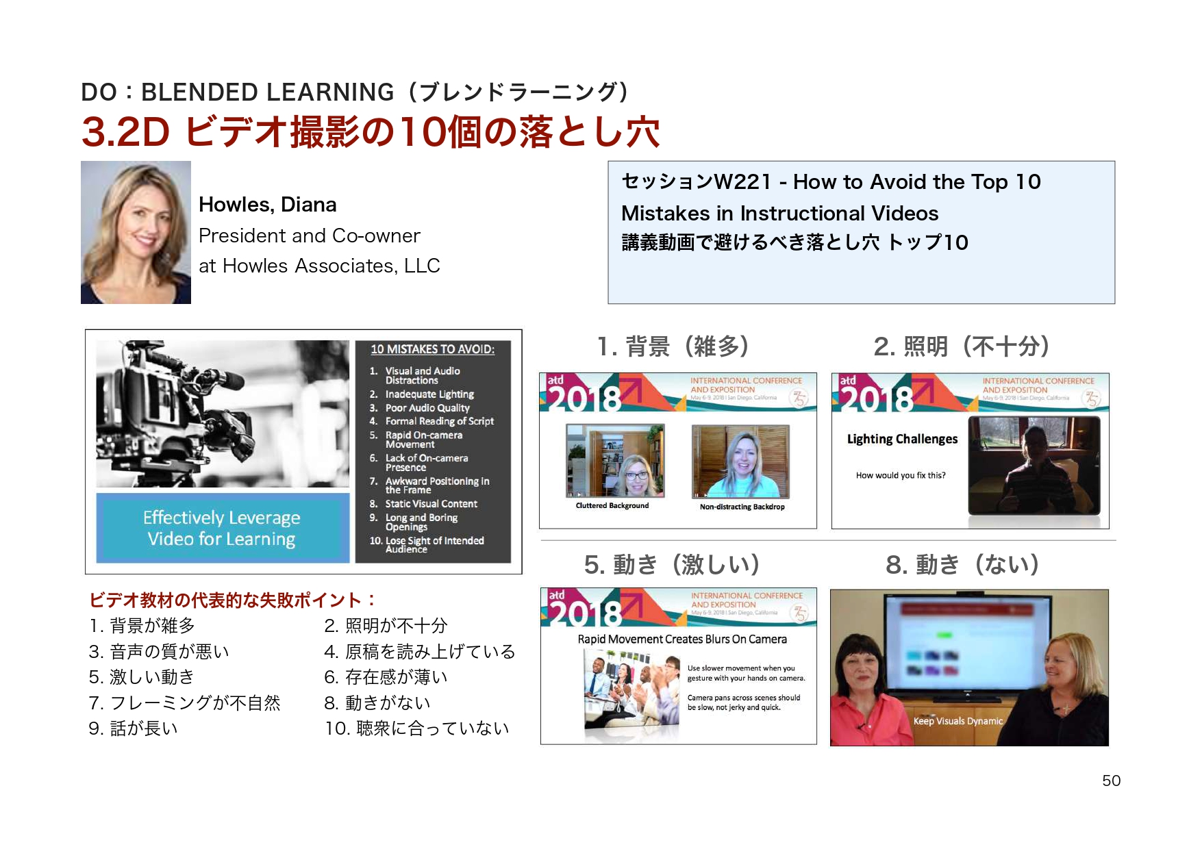 ATD2018レポート p.50 ビデオ撮影の10個の落とし穴と改善ポイント